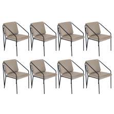 Kit 8 poltronas cadeiras estofada Bergen nórdico escandinavo Nude