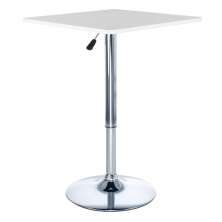 Mesa alta bar bistro Apollo quadrada 60 cm tampo madeira ajustável Branco