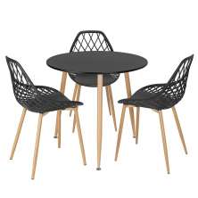Mesa de jantar redonda 80 cm preto + 3 cadeiras Clarice Cloe Preto
