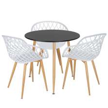 Mesa de jantar redonda 80 cm preto + 3 cadeiras Clarice Nest Branco