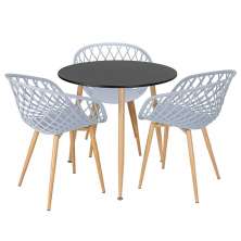 Mesa de jantar redonda 80 cm preto + 3 cadeiras Clarice Nest Cinza