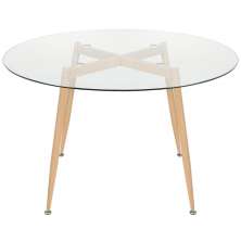 Mesa de jantar redonda Clarice com tampo de vidro 120 cm