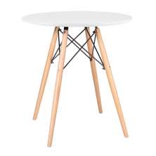 Mesa de jantar redonda Eames Eiffel - Wood - Tampo de MDF - 70 cm - Branco