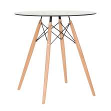 Mesa de jantar redonda Eames Eiffel - Wood - Tampo de vidro - 70 cm