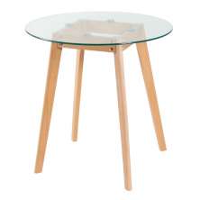 Mesa de jantar redonda Leda com tampo de vidro 70 cm Incolor