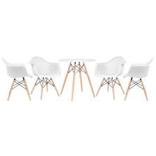 Mesa redonda Eames 70 cm + 4 cadeiras Eiffel DAW Mesa branco com cadeiras branco
