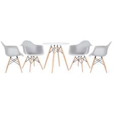 Mesa redonda Eames 70 cm + 4 cadeiras Eiffel DAW Mesa branco com cadeiras cinza claro