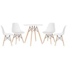 Mesa redonda Eames 70 cm + 4 cadeiras Eiffel DSW Mesa branco com cadeiras branco