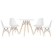 Mesa redonda Eames 70 cm branco + 4 cadeiras Eiffel DSW Branco
