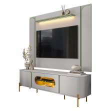 Conjunto de Painel Maresias com Rack Juquehy Para TV até 75" Off White/Pistache