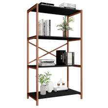 Estante Livreiro Steel 90cm Estilo Industrial com Pés em Aço Cobre/Preto