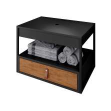 Gabinete para Banheiro Harley com 1 Gaveta Preto/Preto/Canela