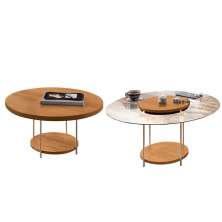 Kit de Mesa de Centro Sky com Pés em Aço e Tampo Vidro e MDF Cinamomo