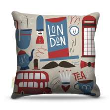 Almofada 45 x 45cm  Nerderia e Lojaria London tea colorido