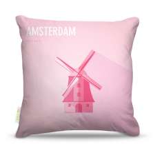 Almofada 45 x 45cm  Nerderia e Lojaria amsterdam vetor colorido