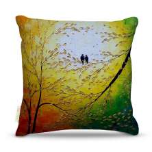 Almofada 45 x 45cm  Nerderia e Lojaria bird folhas colorido