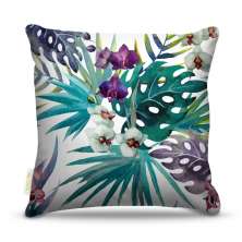 Almofada 45 x 45cm  Nerderia e Lojaria flores tropicais colorido
