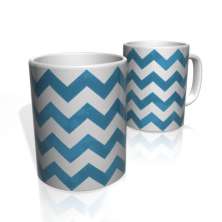 Caneca De Porcelana Nerderia e Lojaria LINHA ZIG ZAG AZUL BRANCO colorido