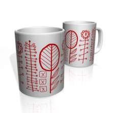 Caneca De Porcelana Nerderia e Lojaria arvores risco simples vermelho colorido