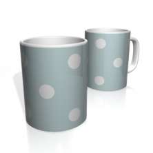 Caneca De Porcelana Nerderia e Lojaria azul bolas brancas colorido