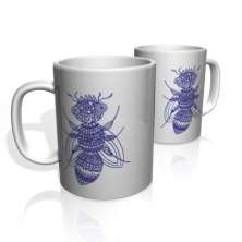 Caneca De Porcelana Nerderia e Lojaria bee blue surreal colorido