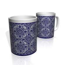Caneca De Porcelana Nerderia e Lojaria flor azul colorido
