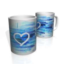 Caneca De Porcelana Nerderia e Lojaria heart with blue colorido