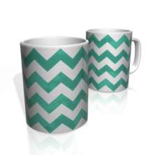 Caneca De Porcelana Nerderia e Lojaria linhas zigzag verde escuro  colorido