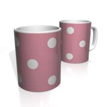 Caneca De Porcelana Nerderia e Lojaria pink bolas brancas colorido