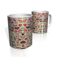 Caneca De Porcelana Nerderia e Lojaria reino animal colorido
