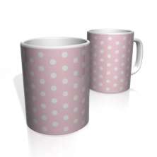 Caneca De Porcelana Nerderia e Lojaria rosa bolinhas brancas1 colorido