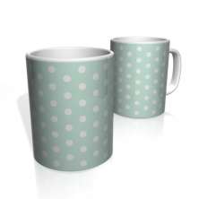 Caneca De Porcelana Nerderia e Lojaria verde bolinhas brancas 1 colorido