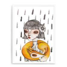 Quadro 23X33 Branco Menina Exotica