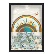 Quadro CAIXA COFRE 33x43 cm NERDERIA E LOJARIA viagens earth preto