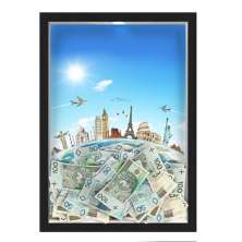 Quadro CAIXA COFRE 33x43 cm NERDERIA E LOJARIA viagens planeta terra preto