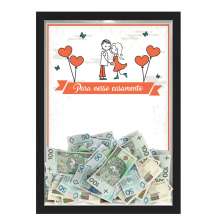 Quadro CAIXA COFRE 33x43 cm PARA O SEU CASAMENTO NERDERIA E LOJARIA casamento casal cartoon preto