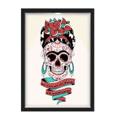 Quadro Caixa Com Led Frida Caveira Mexicana