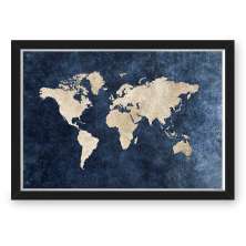 Quadro Caixa Marque Suas Viagens Com Tachinha Mapa Azul