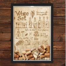 Quadro Caixa Porta Rolhas Vinho Wine Set