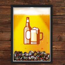 Quadro Caixa Porta Tampinha Cerveja Com Led Beer