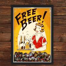 Quadro Caixa Porta Tampinha Cerveja Com Led Free Beer