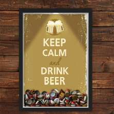 Quadro Caixa Porta Tampinha Cerveja Com Led Keep Calm Beer