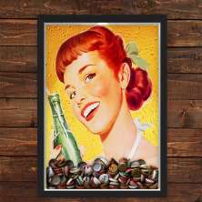 Quadro Caixa Porta Tampinha Cerveja Com Led Pin Up Girl Bebida