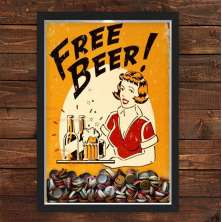 Quadro Caixa Porta Tampinha Cerveja Free Beer
