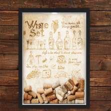 Quadro Caixa Rolha Vinho Com Led Wine Set