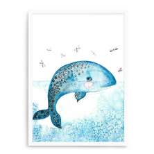 Quadro Decorativo 23x33cm Nerderia e Lojaria branco baleia aquarela branco