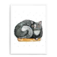 Quadro Decorativo 23x33cm Nerderia e Lojaria branco gato zoiudo branco
