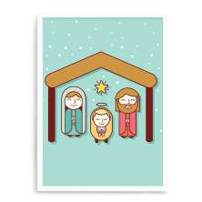 Quadro Decorativo 23x33cm Nerderia e Lojaria branco jesus mangedoura branco