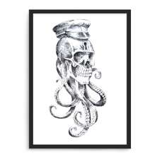 Quadro Decorativo 33x43cm Nerderia e Lojaria caveira polvo preto