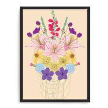 Quadro Decorativo 33x43cm Nerderia e Lojaria flores preto